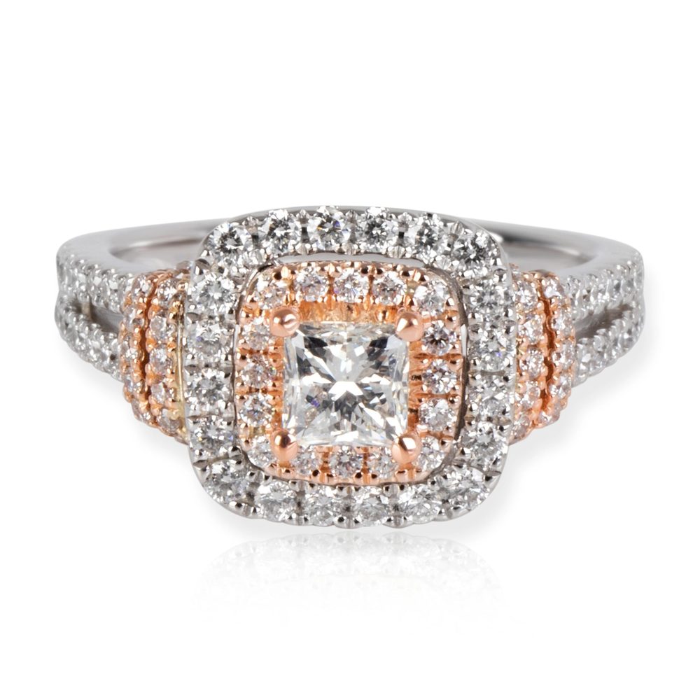 Vera Wang Love Collection Halo Diamond Engagement Ring in 14K 2 Tone Gold 1.20ct